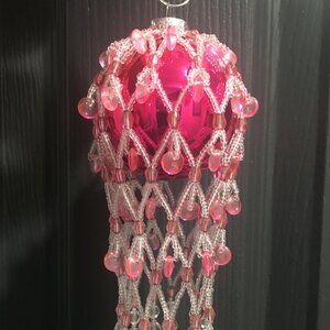 Pink Beaded Ornament Cover – Holiday Tree Decoration